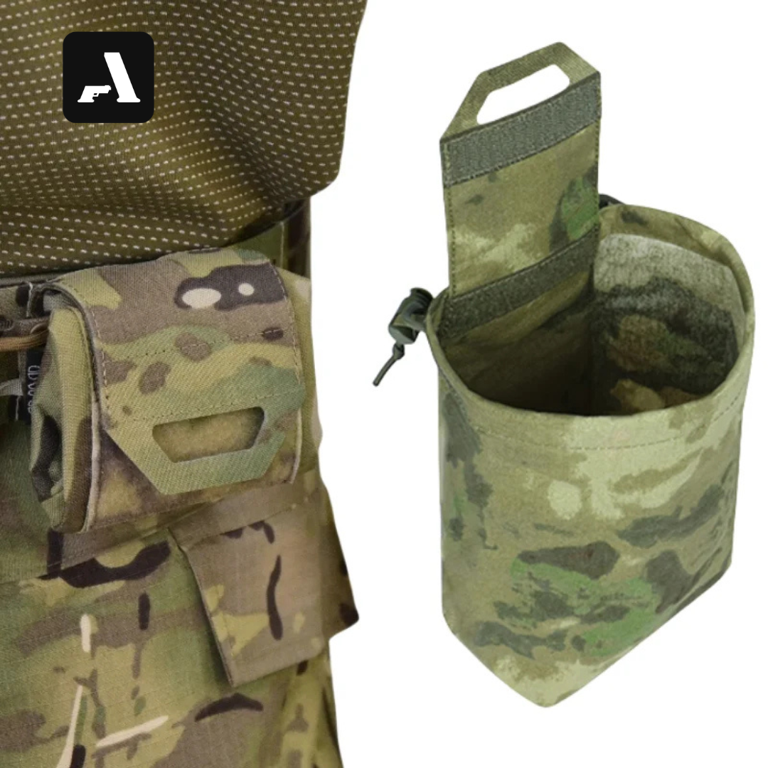 Bolsa de Descarte Tática Dobrável – Sistema MOLLE e Compactação Rápida