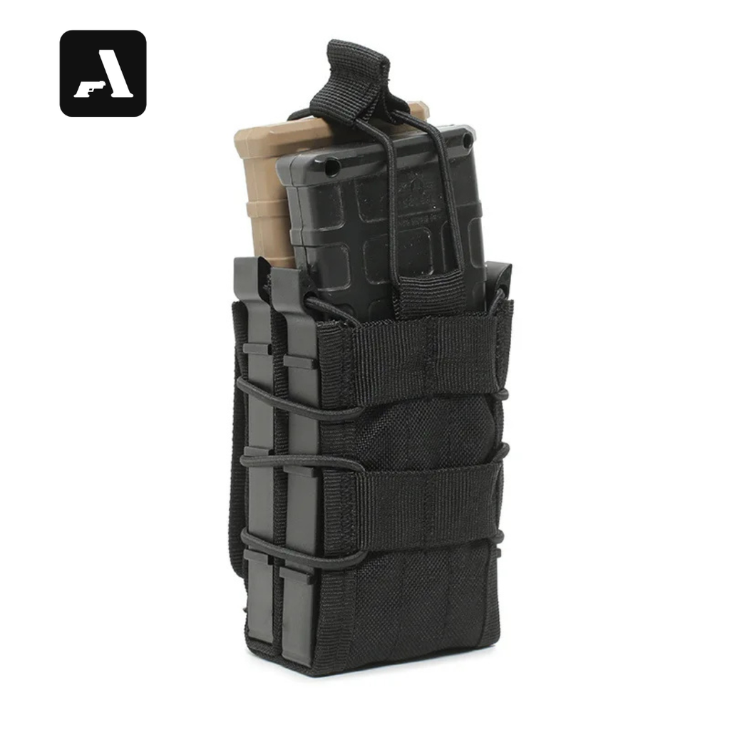 Porta-Carregador Duplo Tático AR-AK – Sistema MOLLE e Retenção Elástica