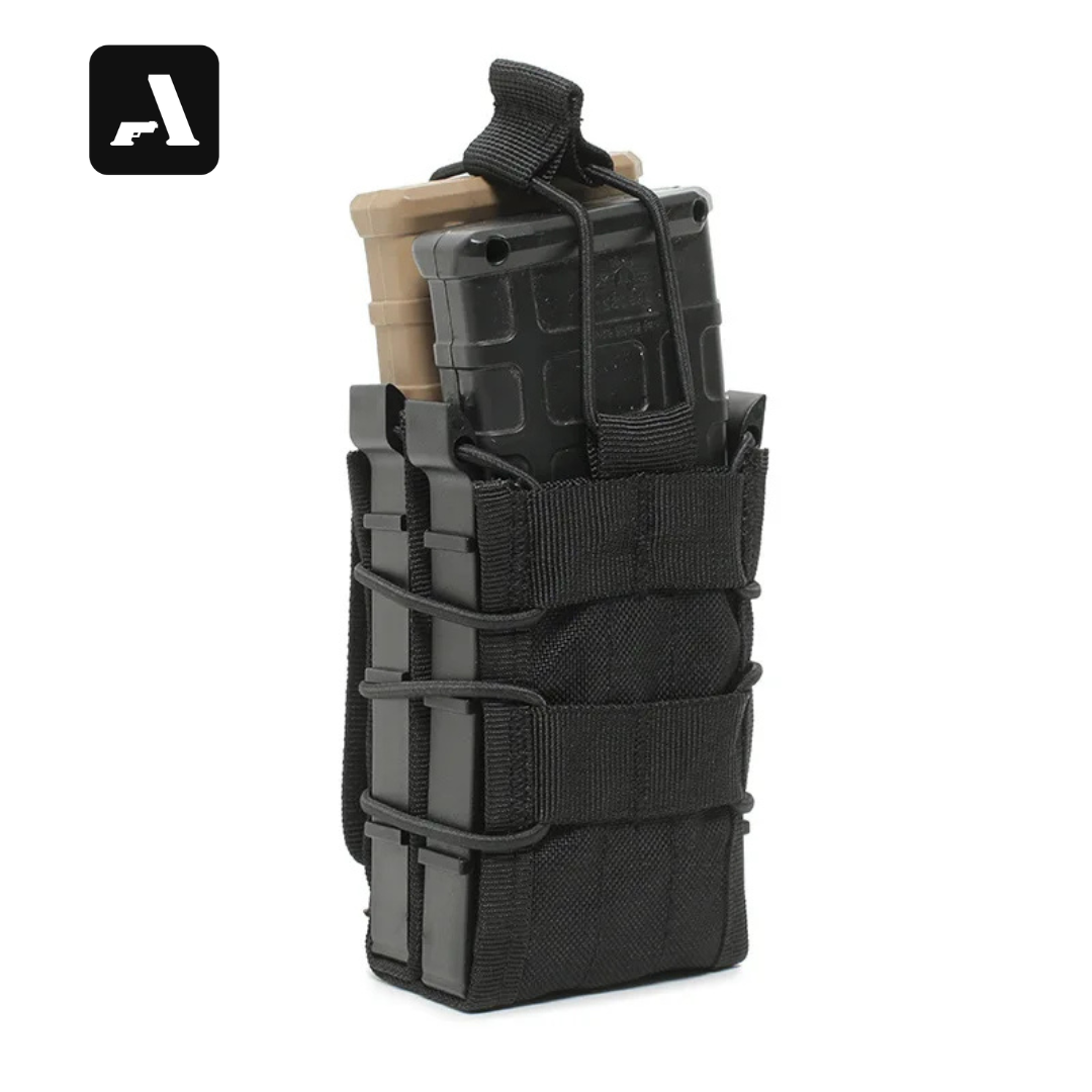 Porta-Carregador Duplo Tático AR-AK – Sistema MOLLE e Retenção Elástica