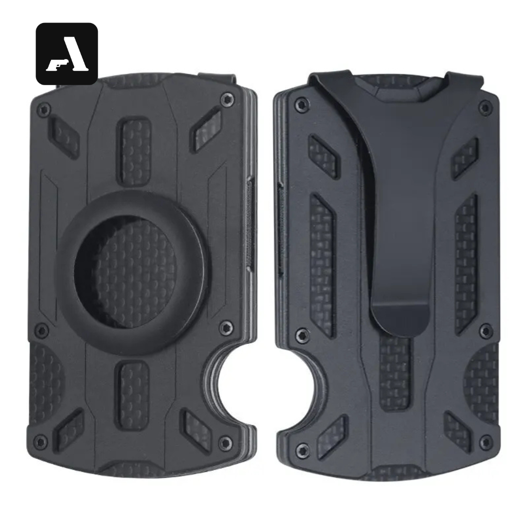 Carteira Tática Zeeker Minimalista - Fibra de Carbono com Suporte AirTag - Bloqueio RFID e Money Clip