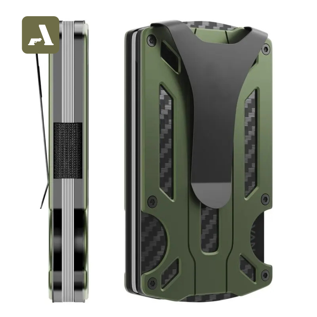 Carteira Tática Zeeker Minimalista - Fibra de Carbono com Suporte AirTag - Bloqueio RFID e Money Clip