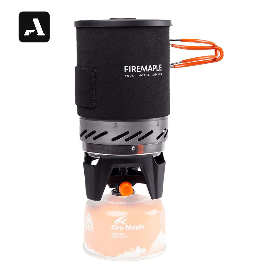 Kit Fogareiro Portátil Firemaple + Conjunto Potes De Acampamento