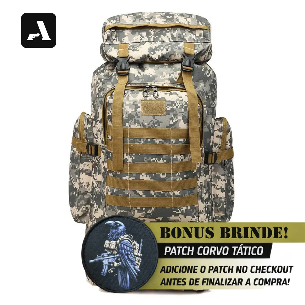 Mochila Militar Tática Soldier 45L Camuflagem - Impermeável