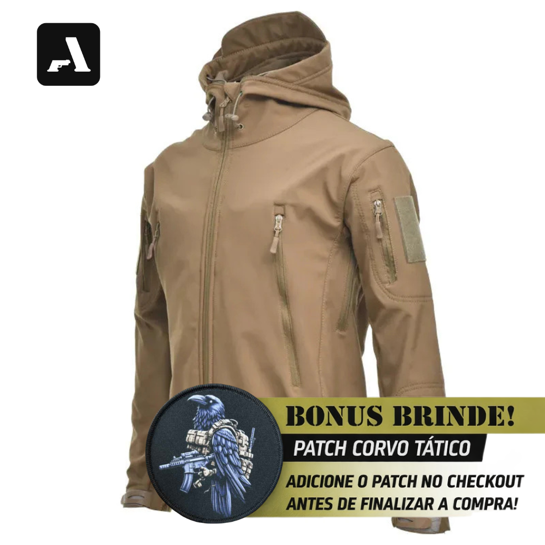 Jaqueta Tática Softshell Impermeável Corta Vento - Capuz Removível