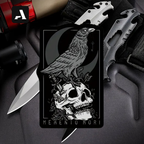 Patch Tático Memento Mori – Corvo Negro e Caveira (Estilo Punk/Moral)