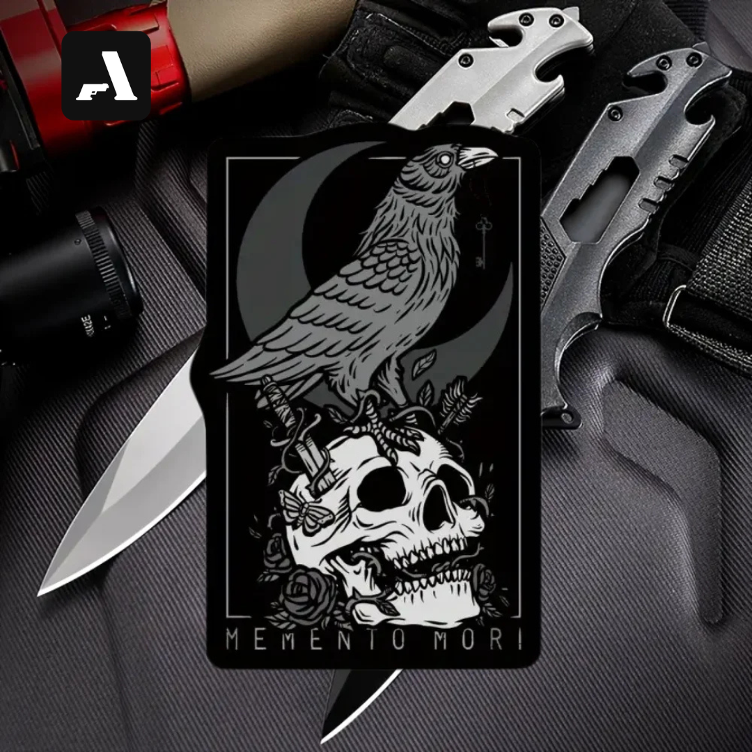 Patch Tático Memento Mori – Corvo Negro e Caveira (Estilo Punk/Moral)