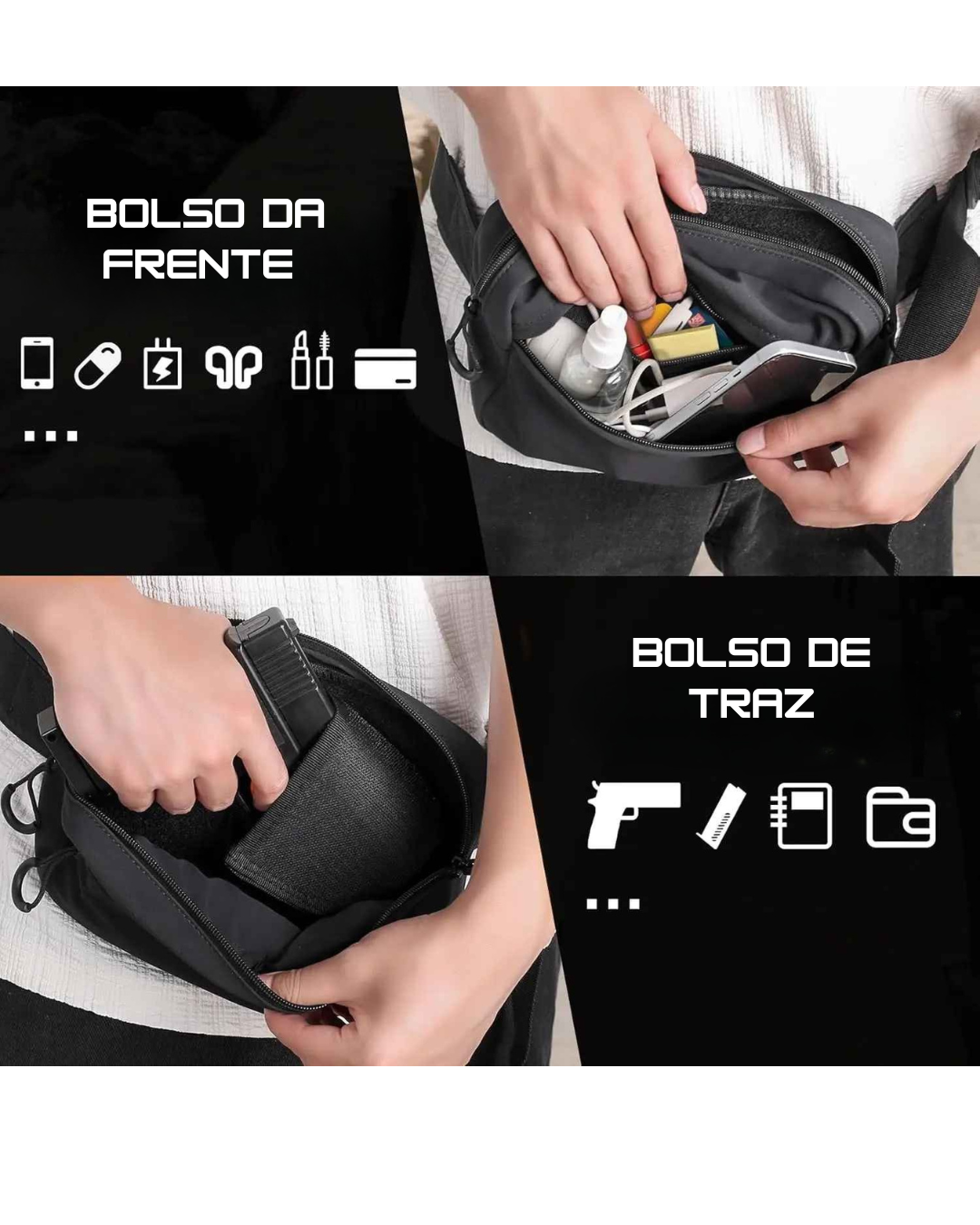 Pochete Tática EDC  Universal – Transporte Oculto e Seguro