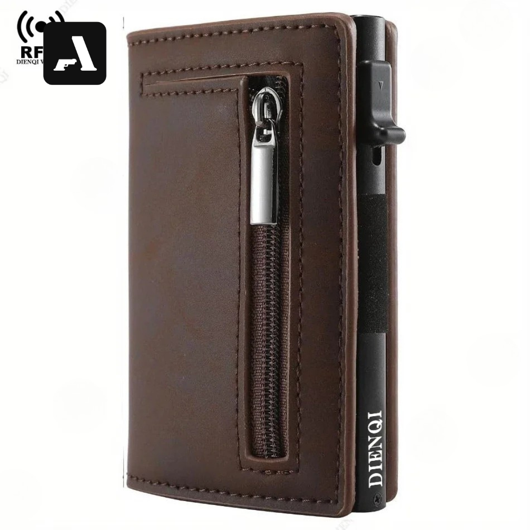 Carteira Tática Slim RFID DIENQI – Alumínio Aeroespacial e Proteção de Dados