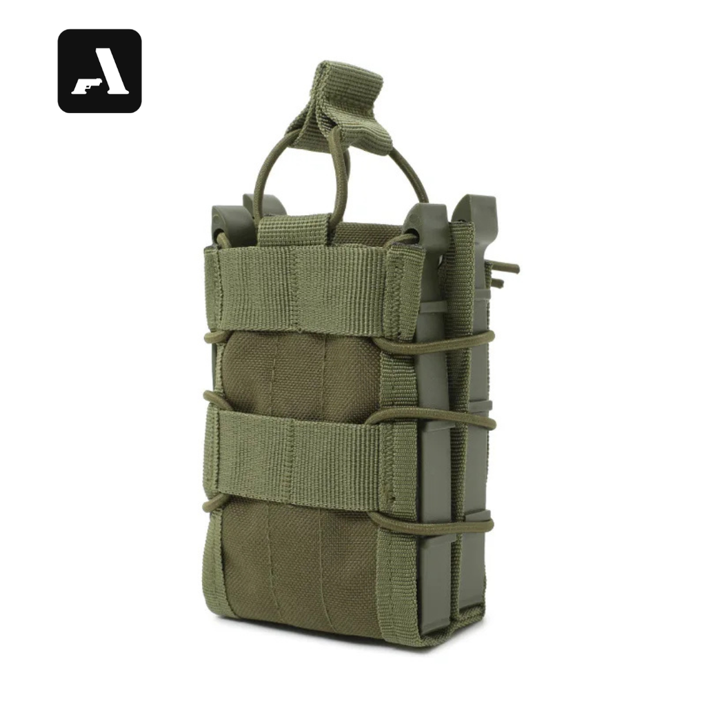 Porta-Carregador Duplo Tático AR-AK – Sistema MOLLE e Retenção Elástica