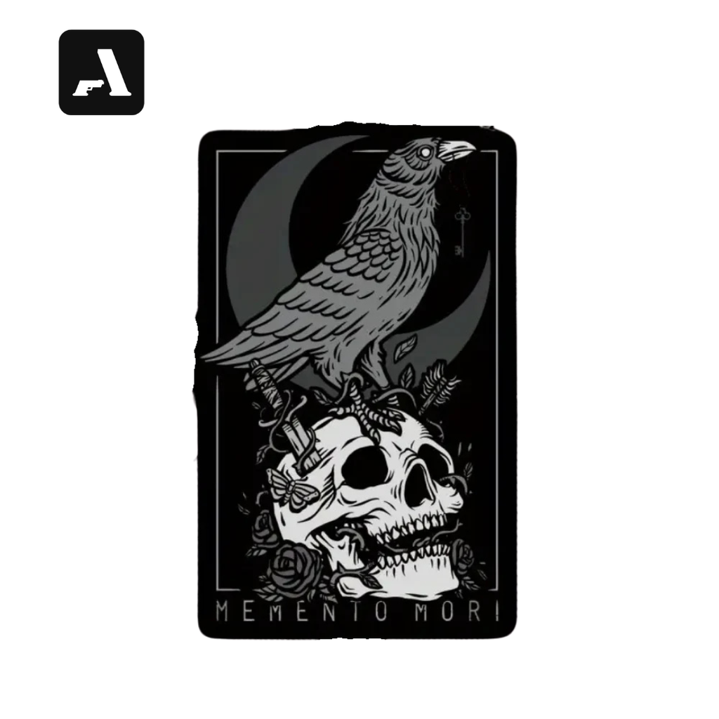 Patch Tático Memento Mori – Corvo Negro e Caveira (Estilo Punk/Moral)
