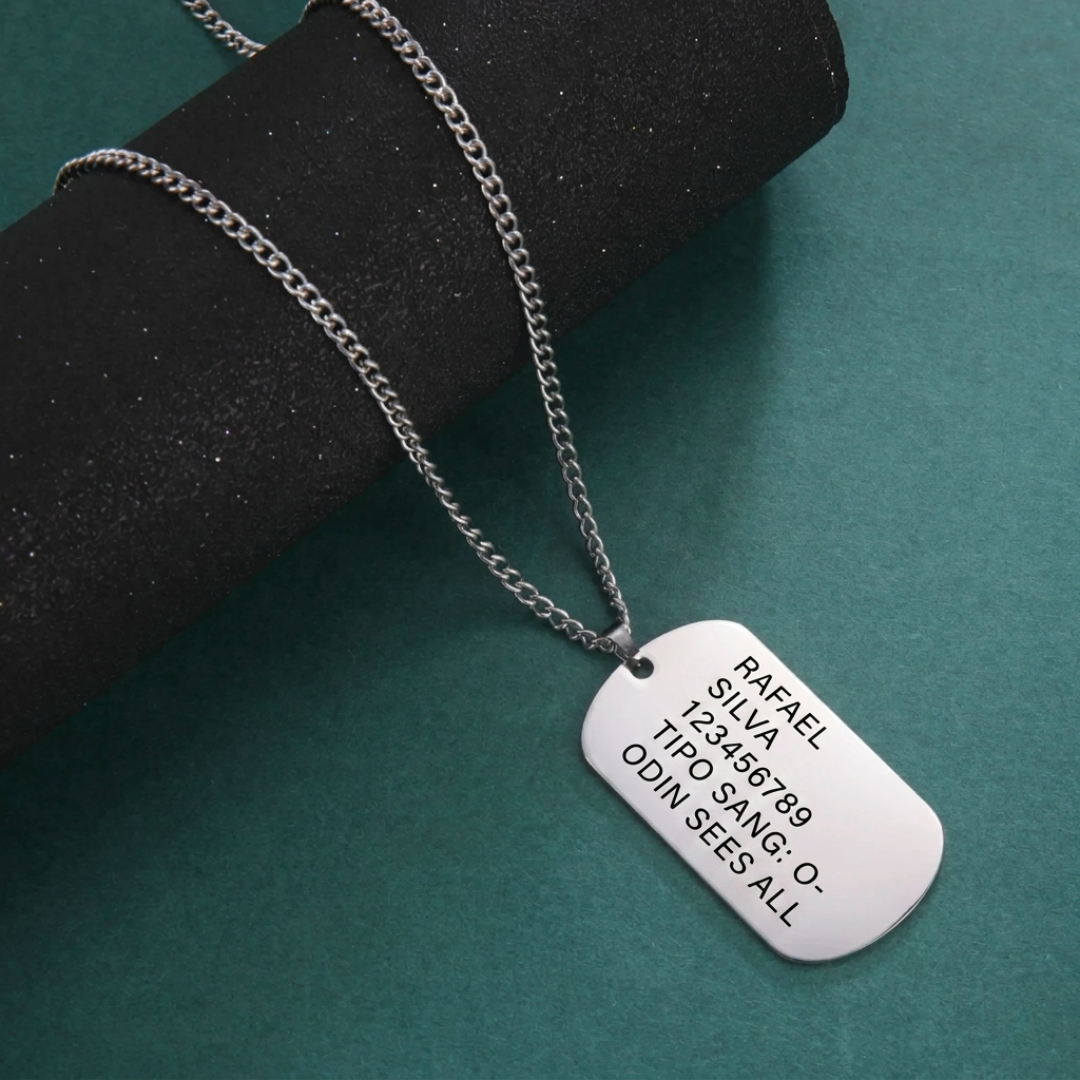 Dog Tag Personalizada Tatical Gallery – Sua Identidade em Aço Inoxidável
