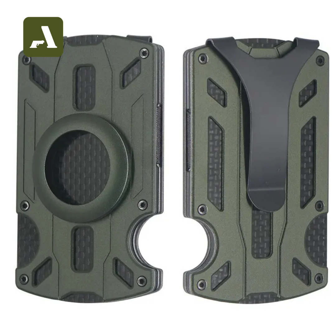 Carteira Tática Zeeker Minimalista - Fibra de Carbono com Suporte AirTag - Bloqueio RFID e Money Clip