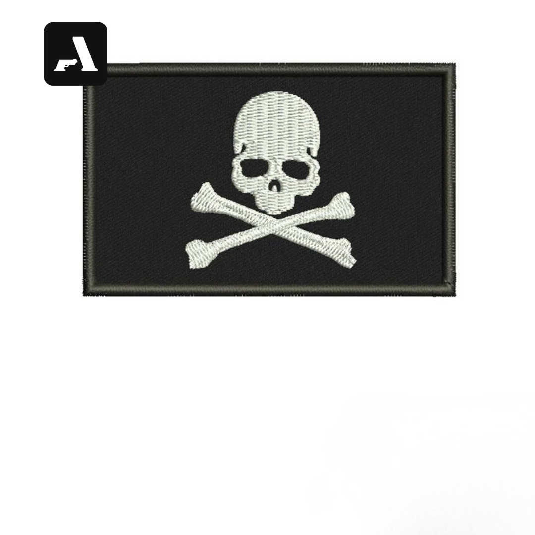 Patch Bordado Caveira Tactical – Relevo 3D e Fixação por Velcro
