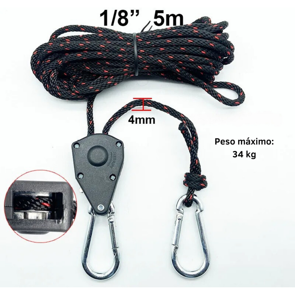 Polia Ajustável De Acampamento (Esticador/Tensionador) - Gancho Rápido