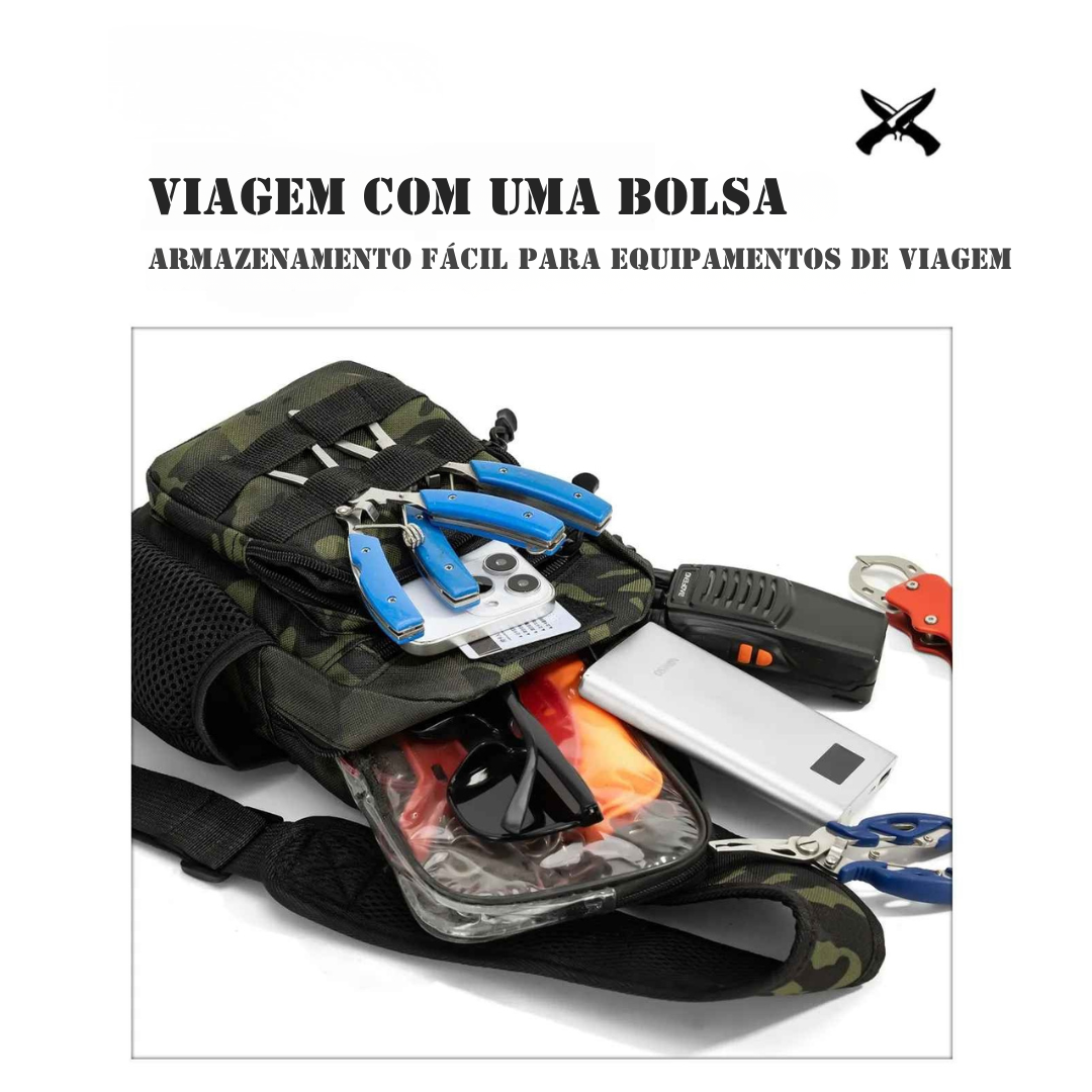 Bolsa Transversal Tática Shell – Proteção Rígida e Alta Capacidade (EDC)