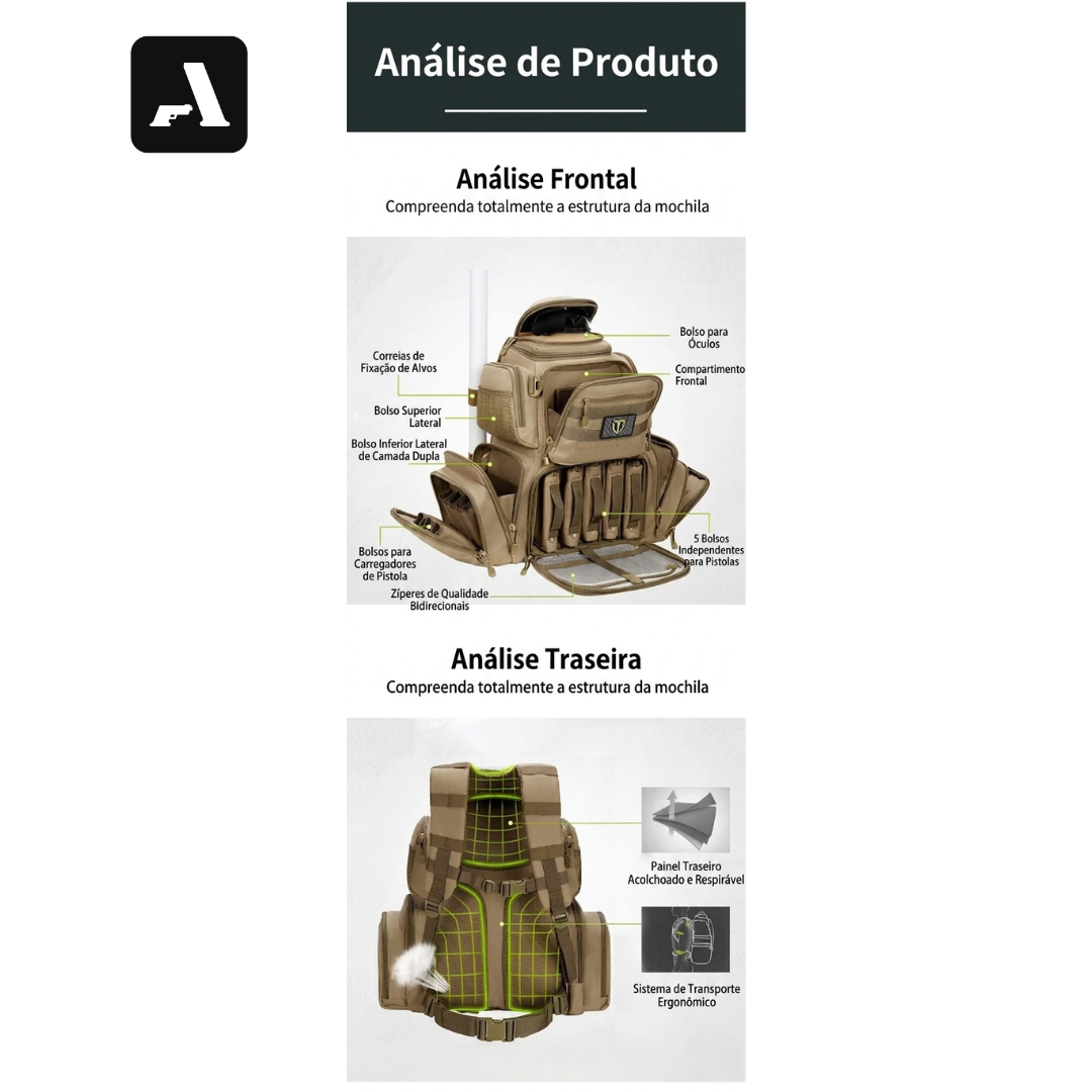 Mochila Tática Militar 50L – Tecido Oxford de Alta Resistência
