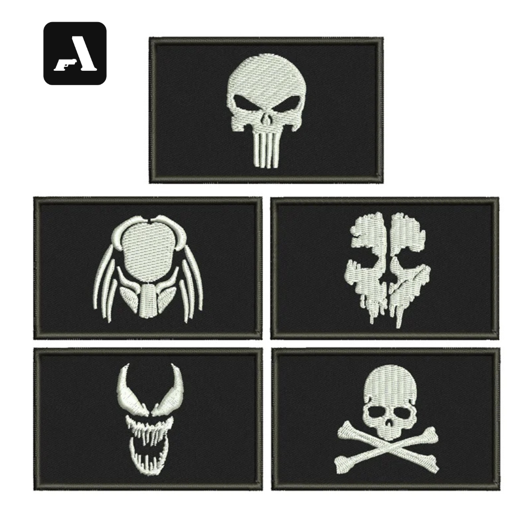 Patch Bordado Caveira Tactical – Relevo 3D e Fixação por Velcro
