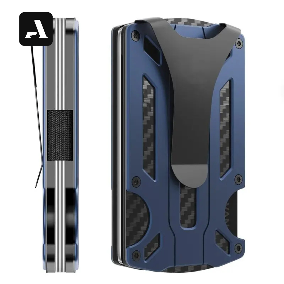 Carteira Tática Zeeker Minimalista - Fibra de Carbono com Suporte AirTag - Bloqueio RFID e Money Clip
