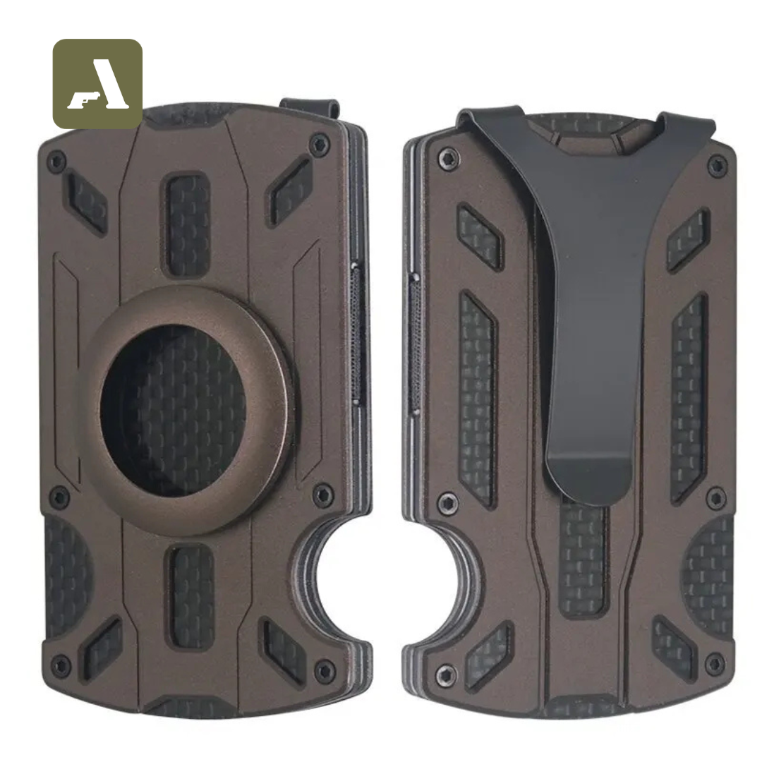 Carteira Tática Zeeker Minimalista - Fibra de Carbono com Suporte AirTag - Bloqueio RFID e Money Clip