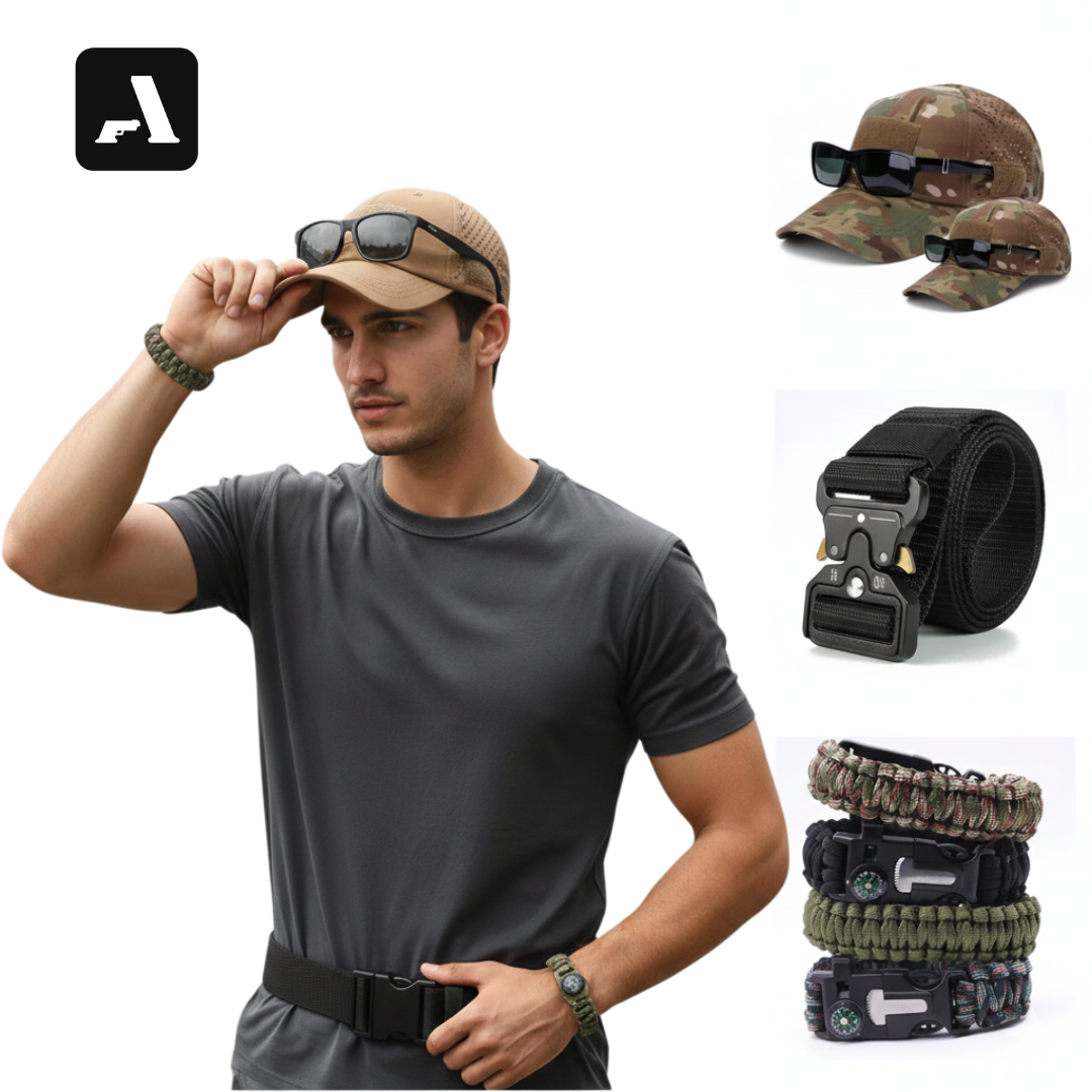 Kit Operador Essencial: Bracelete Paracord + Boné Respirável + Cinto Multifunção (Cópia)