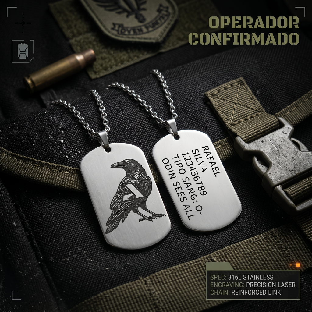 Dog Tag Personalizada Tatical Gallery – Sua Identidade em Aço Inoxidável