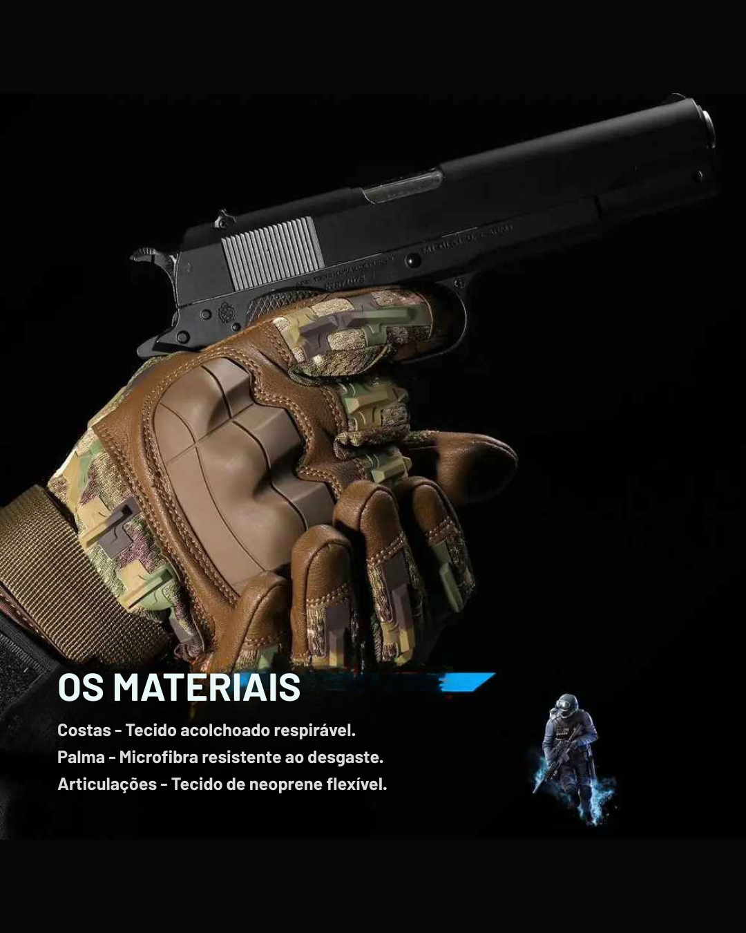 Luvas Táticas Com Touch – Couro Pu