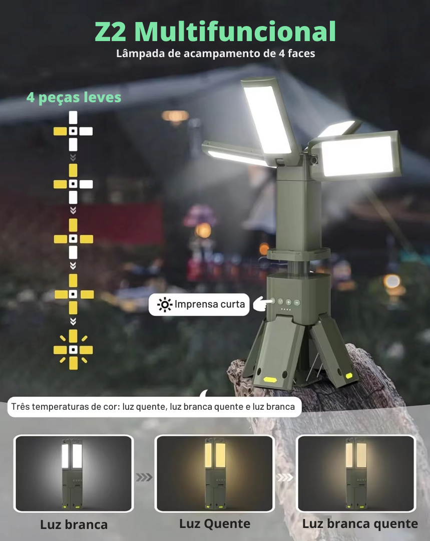 Lanterna De Acampamento Recarregável Usb - Led Telescópica