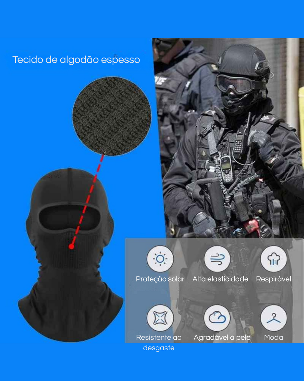 Balaclava Militar Tática – Proteção Completa para Rosto e Pescoço
