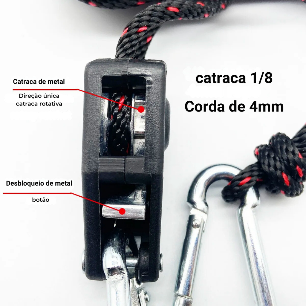 Polia Ajustável De Acampamento (Esticador/Tensionador) - Gancho Rápido