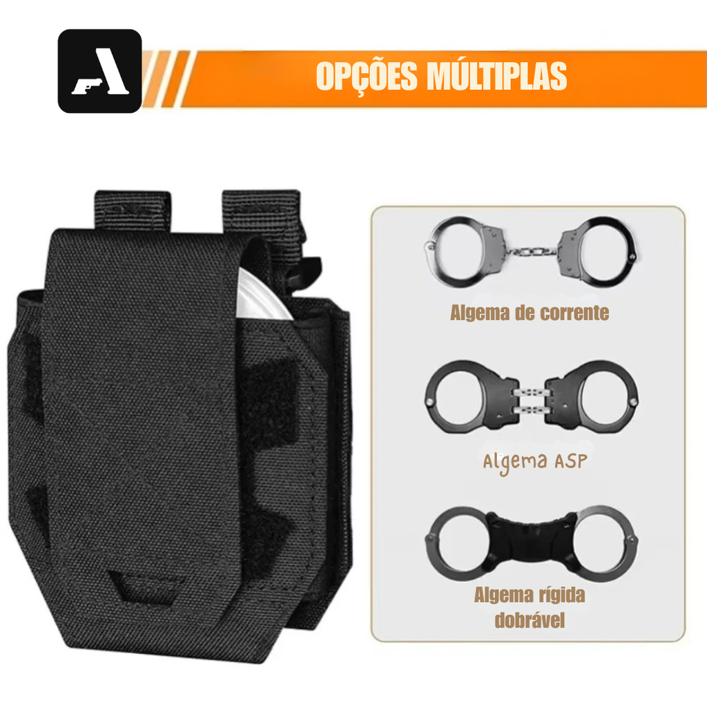 Porta-Algemas Tático Universal – Nylon Impermeável e Saque Rápido