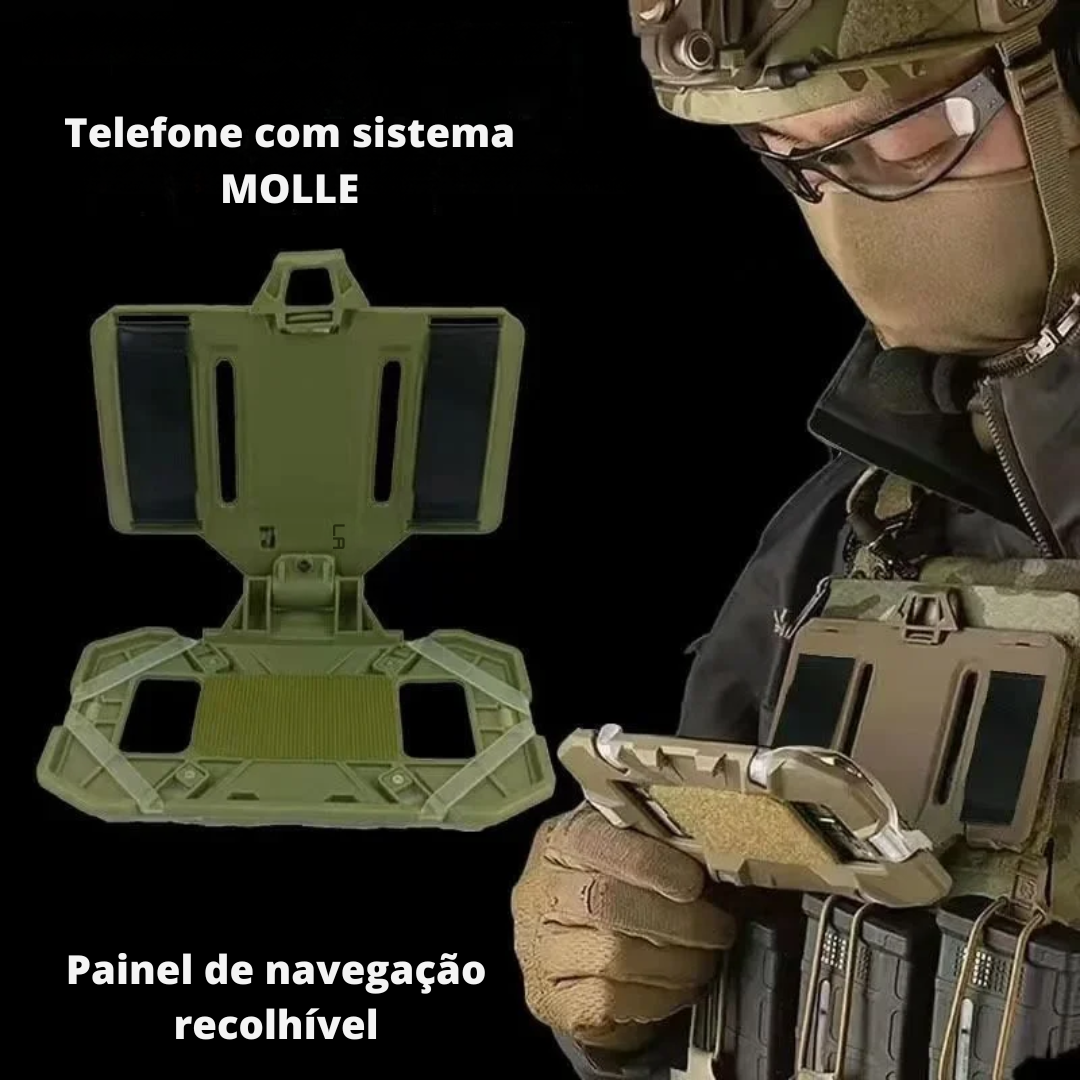 Painel de Navegação Tático Dobrável – Suporte de Celular para Colete Molle