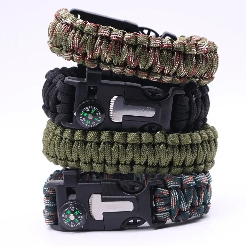 Bracelete Tático Paracord Sobrevivência 5 Em 1 - Bússola