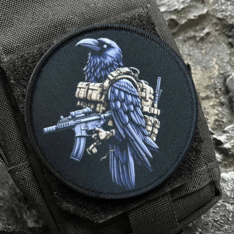 Patch Bordado Corvo Tatical Gallery com Velcro – Emblema Decorativo para Mochila, Jaqueta e Equipamentos