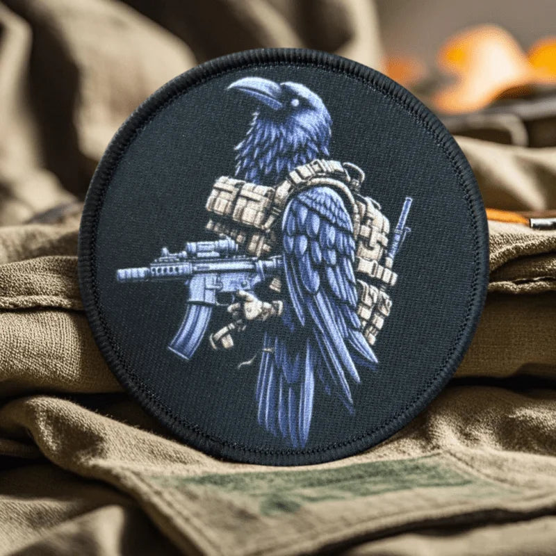 Patch Bordado Corvo Tatical Gallery com Velcro – Emblema Decorativo para Mochila, Jaqueta e Equipamentos