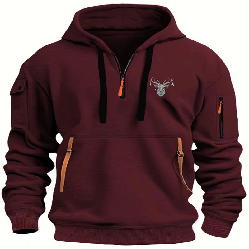 Moletom Masculino Com Capuz E Zíper – Casual Esportivo