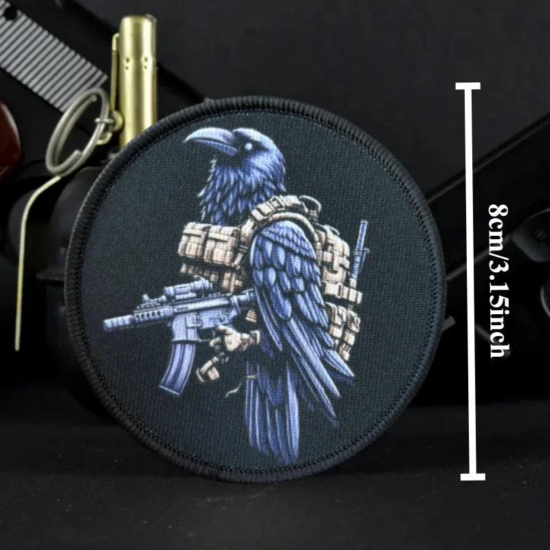 Patch Bordado Corvo Tatical Gallery com Velcro – Emblema Decorativo para Mochila, Jaqueta e Equipamentos