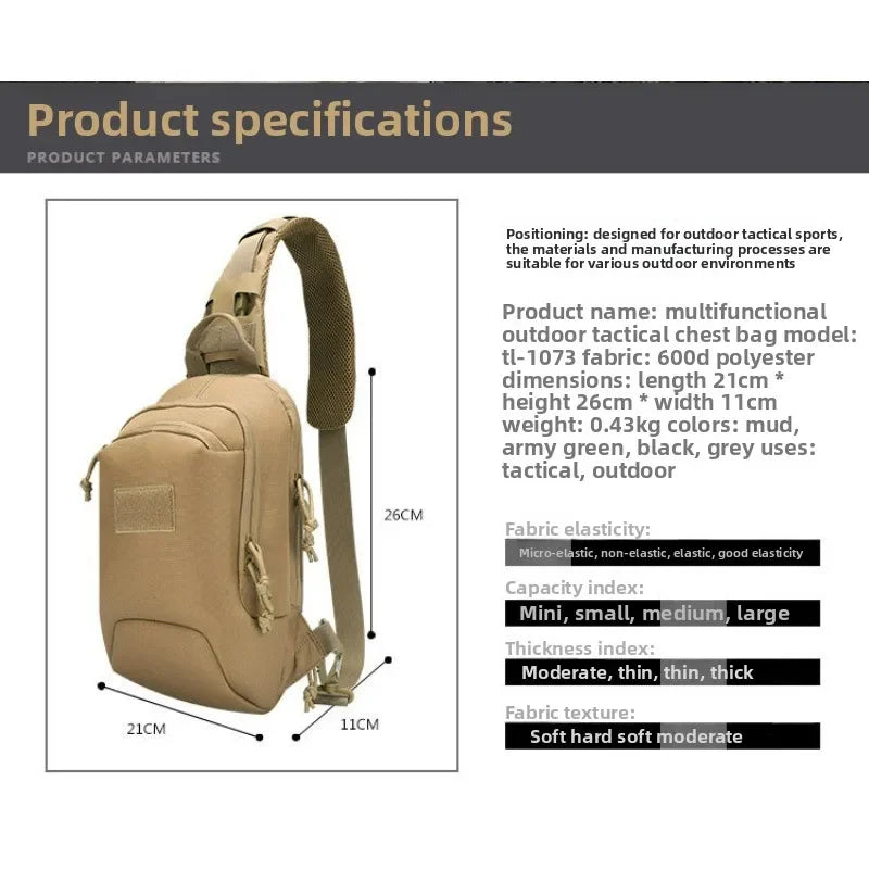 Chest Bag Tática Modular – Saque Rápido Oculto, Leve e Resistente