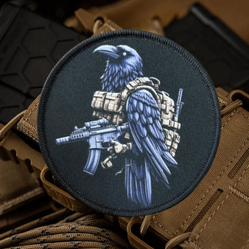 Patch Bordado Corvo Tatical Gallery com Velcro – Emblema Decorativo para Mochila, Jaqueta e Equipamentos