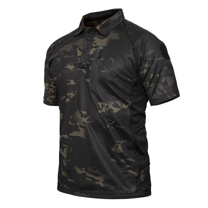 Camiseta Tática Militar Camuflada Masculina – Secagem Rápida, Esportes Outdoor, Hiking, Caça e Airsoft