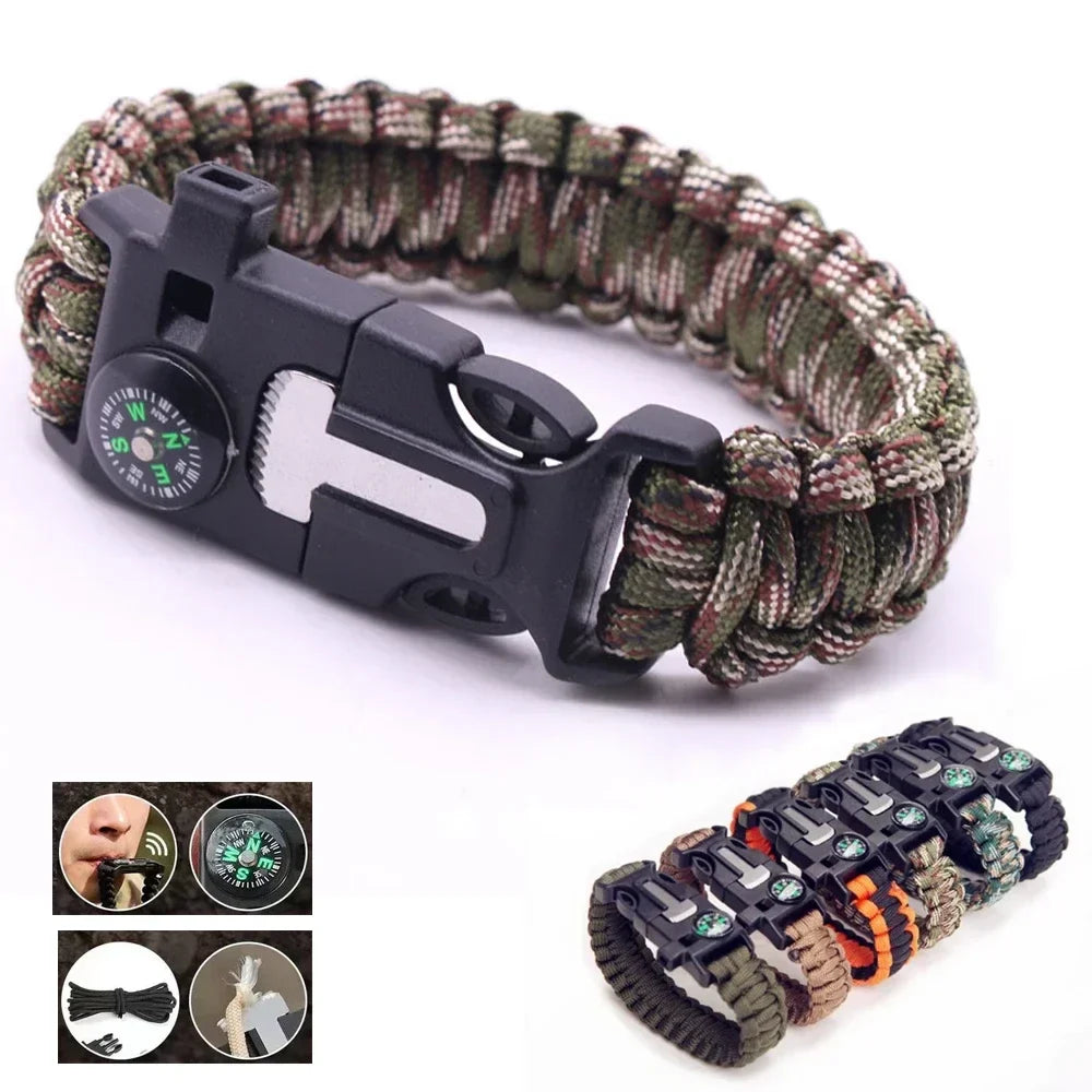 Bracelete Tático Paracord Sobrevivência 5 Em 1 - Bússola