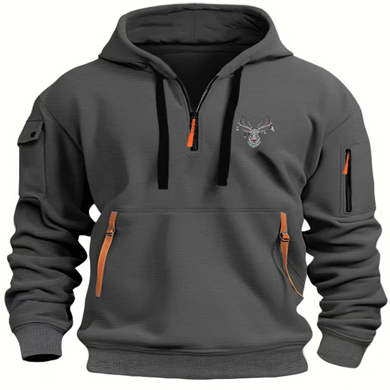 Moletom Masculino Com Capuz E Zíper – Casual Esportivo