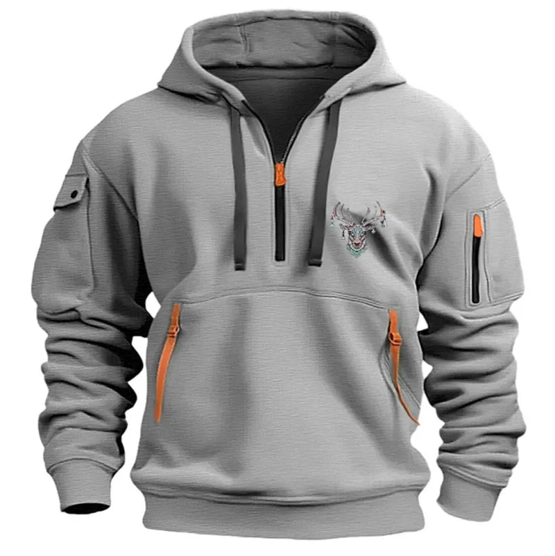 Moletom Masculino Com Capuz E Zíper – Casual Esportivo