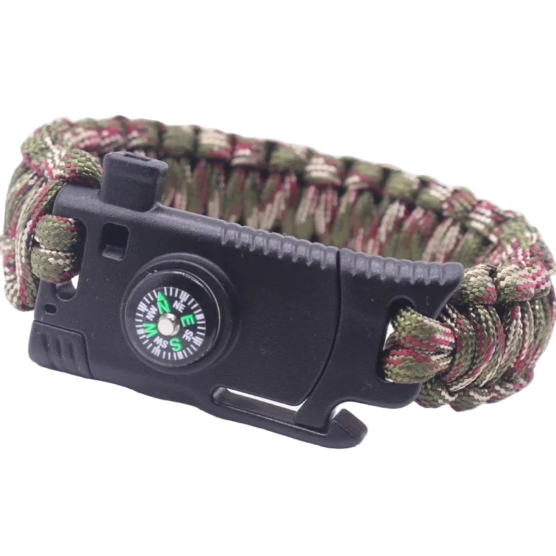 Bracelete Tático Paracord Sobrevivência 5 Em 1 - Bússola