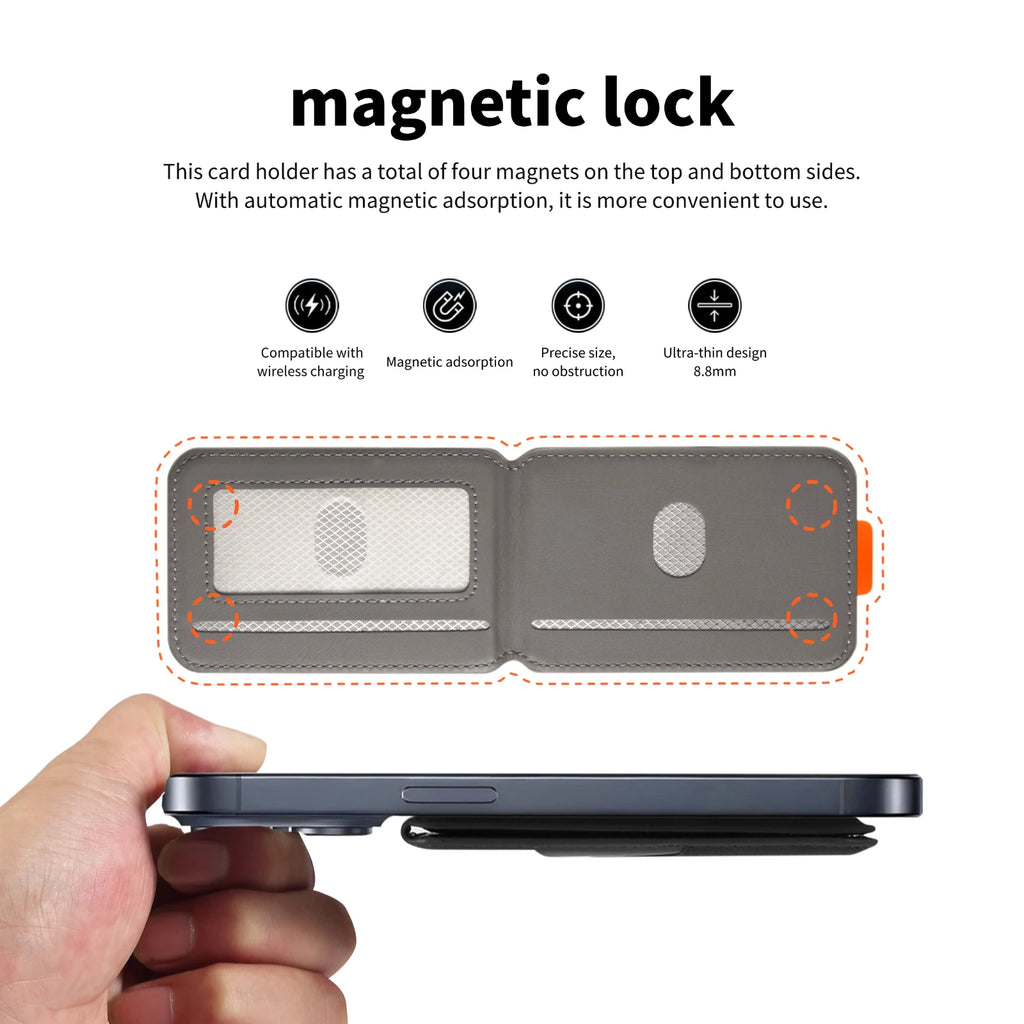 Carteira Magnética MagSafe em Couro Premium com Proteção RFID Anti-Clonagem