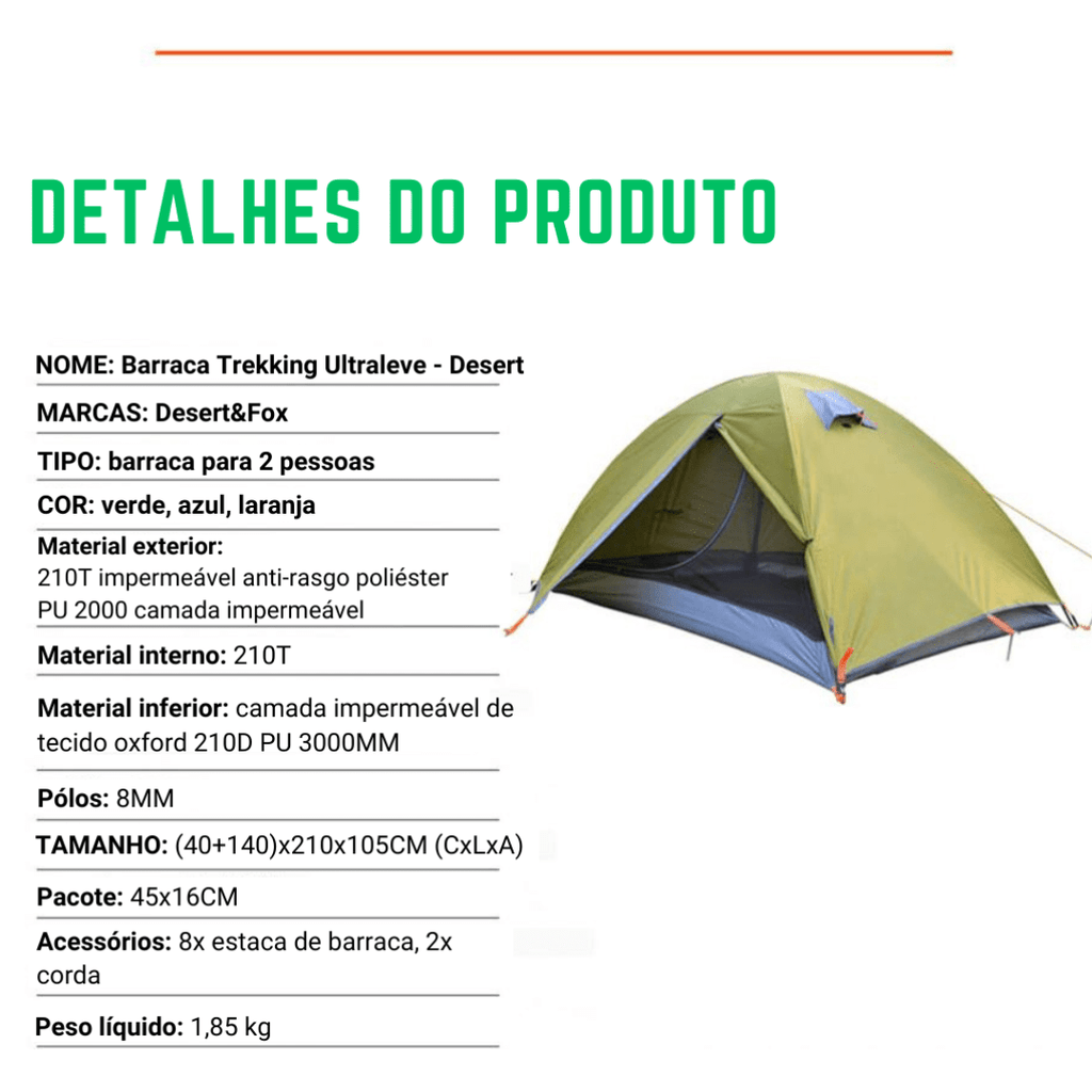 Barraca Trekking Ultraleve - Desert [Camping - Barracas - Barraca] 02 - Barraca Trekking Ultraleve - Desert Pescamping 