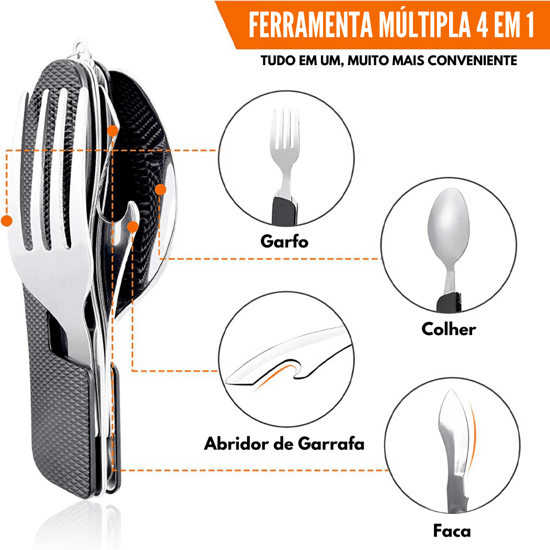 Canivete Portátil de Talheres [Camping - Cozinha - Pegadores] 01 - Canivete Portátil de Talheres Pescamping 