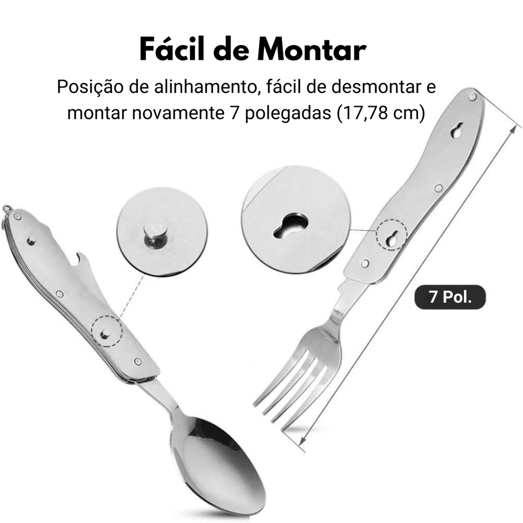 Canivete Portátil de Talheres [Camping - Cozinha - Pegadores] 01 - Canivete Portátil de Talheres Pescamping 