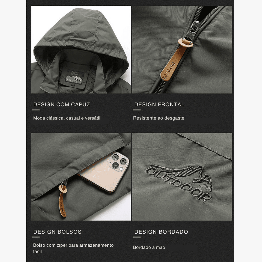 Casaco Tático Impermeável - Military [Camping - Jaquetas e Casacos - Casacos] 01 - Casaco Tático Impermeável - Military Pescamping 