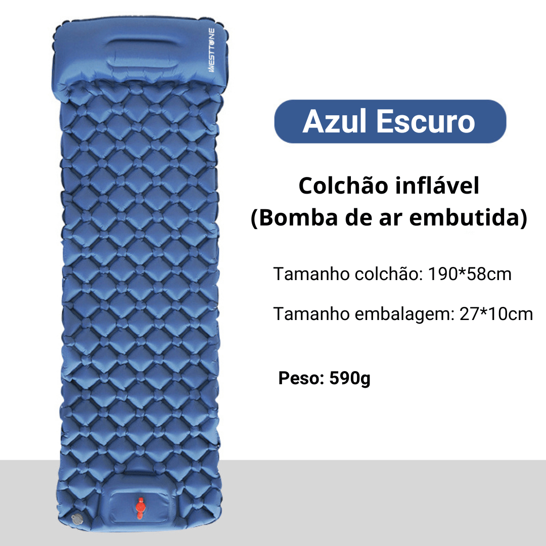 Colchão Inflável Embutido Ultraleve - Pump [Camping - Saco de dormir - Saco de dormir] 03 - Colchão Inflável Embutido Ultraleve - Pump Pescamping Azul Escuro China 