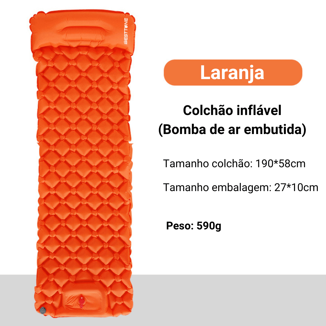 Colchão Inflável Embutido Ultraleve - Pump [Camping - Saco de dormir - Saco de dormir] 03 - Colchão Inflável Embutido Ultraleve - Pump Pescamping Laranja China 